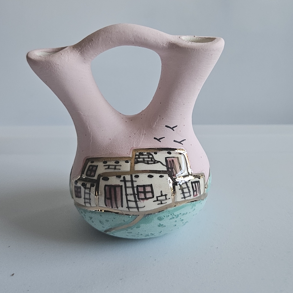 Vintage,  Signed Ceramic Wedding Vase